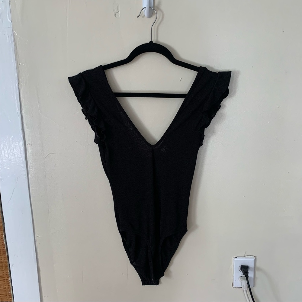 Urban Outfitters Flutter Sleeve Sheer Bodysuit - Picture 3 of 8